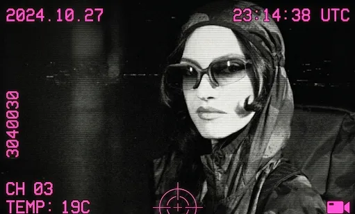 Ritratto con overlay telecamera rosa